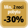 Zaplaťte minimálně 2 noci a získáte 30% slevu.