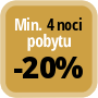 Zaplaťte minimálně 4 noci a získáte 20% slevu.