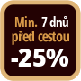 Při objednání minimálně 7 dnů před zahájením pobytu získáte slevu 25% z celé ceny ubytování.