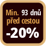 Při objednání minimálně 93 dnů před zahájením pobytu získáte slevu 20% z celé ceny ubytování.