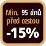 Při objednání minimálně 95 dnů před zahájením pobytu získáte slevu 15% z celé ceny ubytování.